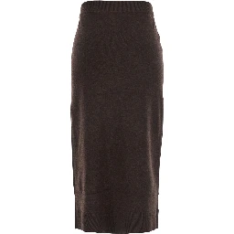 Brown Skirt with Button Fastening in Wool Woman