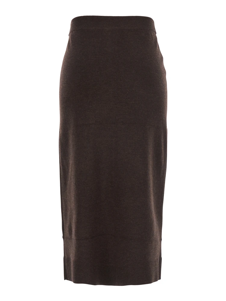 تنورة بنية اللون من الصوف مع أزرار للإغلاق، للنساء alternative