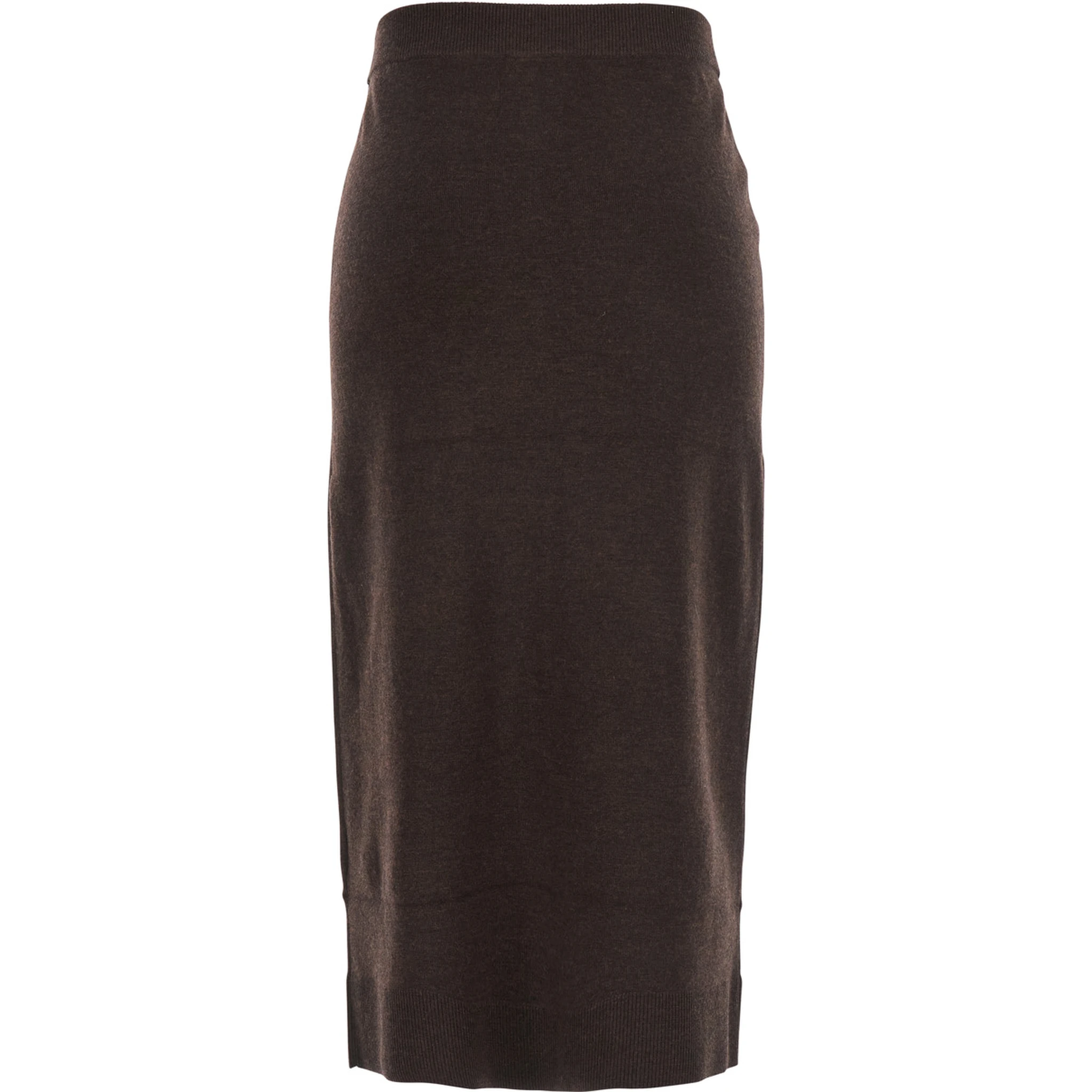 Brown Skirt with Button Fastening in Wool Woman