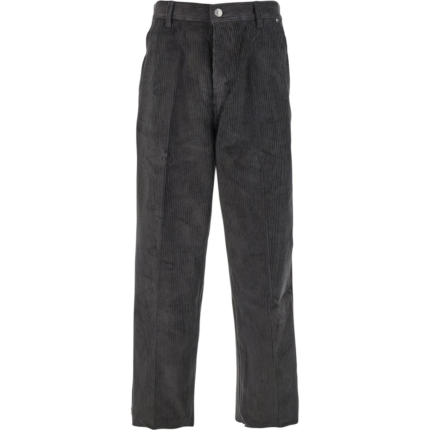 Brown Trousers with Back Logo Patch in Velvet Man