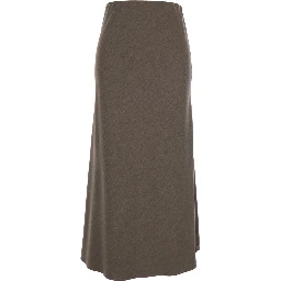Beige Long Skirt with Side Hook and Loop Closure in Fabric Woman
