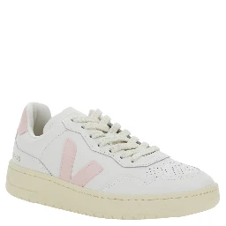 V90 White Sneaker with Side Logo and Perforated Toe in Leather Unisex