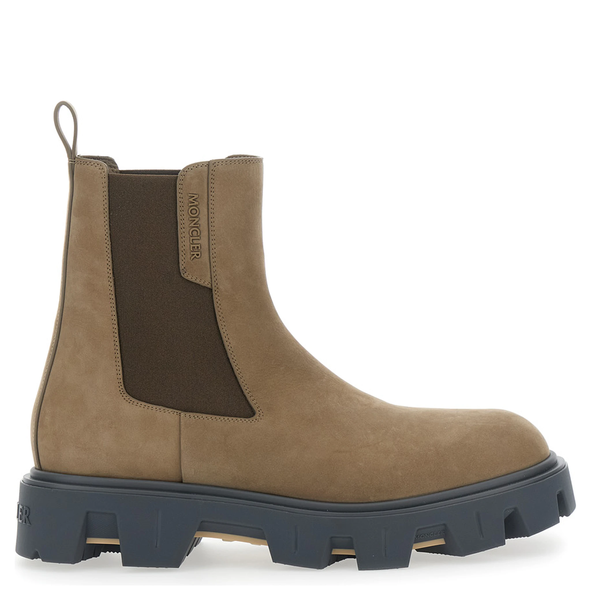 Peack Brown Ankle Boots with Elastic Details in Leather Man