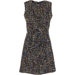 Multicolor Dress with Concealed Back Closure and Patterned Motif in Tweed Woman