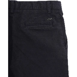 Blue Trousers with Belt Loops and Logo Plate on the Back in Cotton Boy