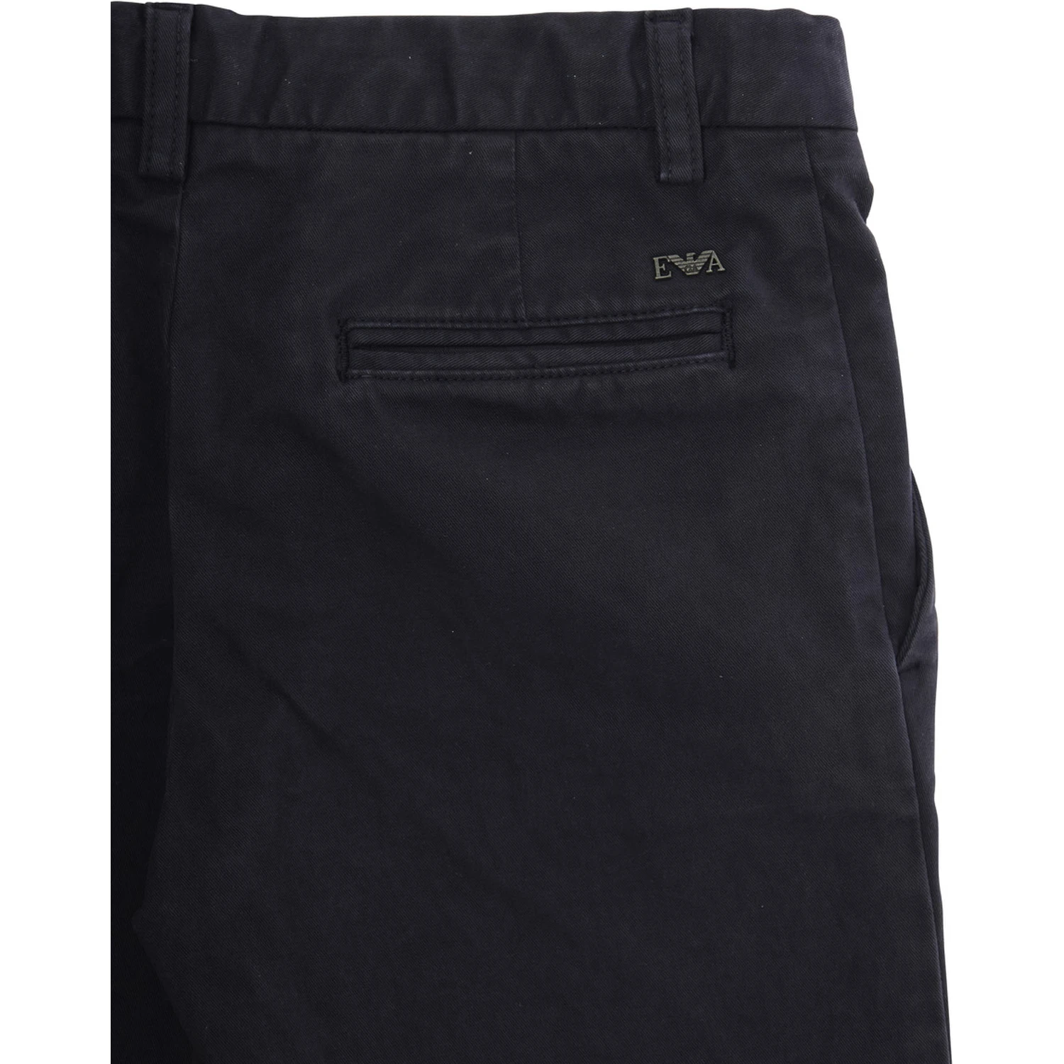 Blue Trousers with Belt Loops and Logo Plate on the Back in Cotton Boy