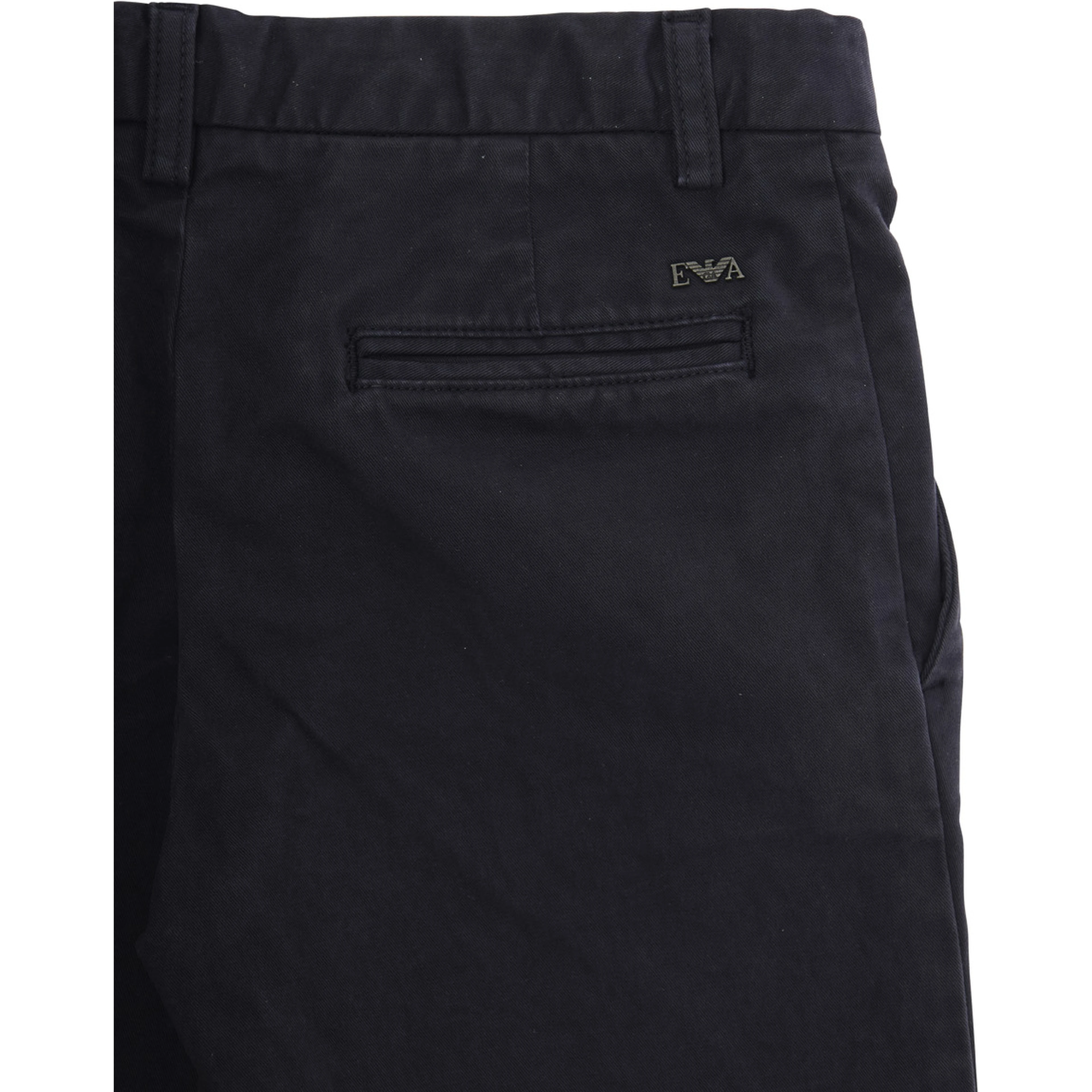 Blue Trousers with Belt Loops and Logo Plate on the Back in Cotton Boy