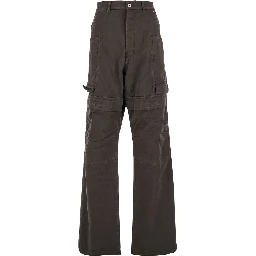 Stefan Brown Wide Leg Cargo Pants with Patch Pockets in Cotton Man