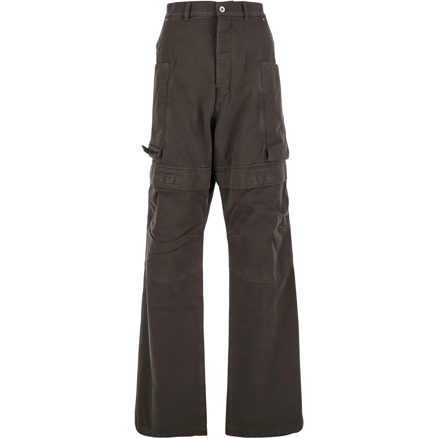 Stefan Brown Wide Leg Cargo Pants with Patch Pockets in Cotton Man