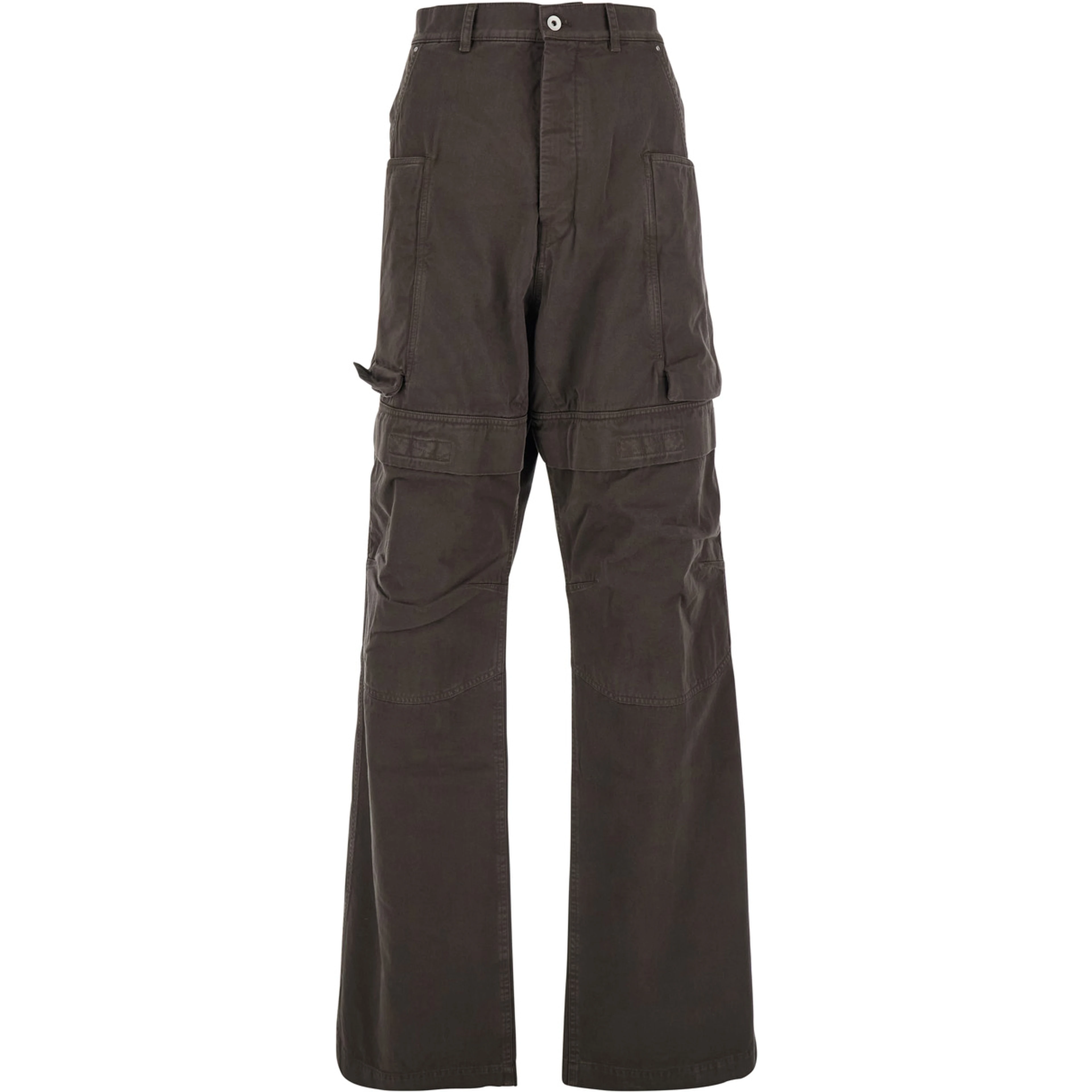 Stefan Brown Wide Leg Cargo Pants with Patch Pockets in Cotton Man