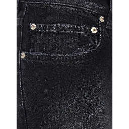 Black Jeans with Faded Effect and Wide Legi n Denim Woman