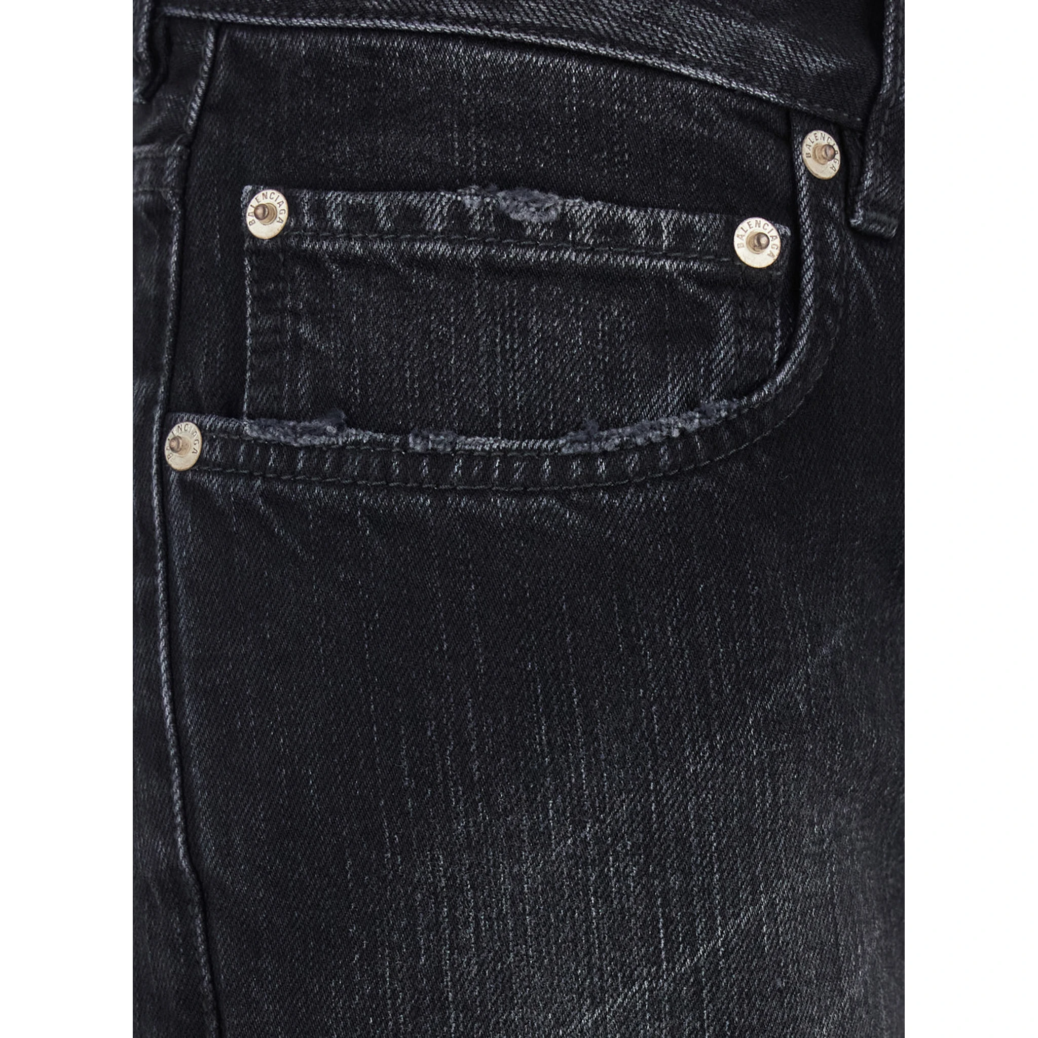 Black Jeans with Faded Effect and Wide Legi n Denim Woman