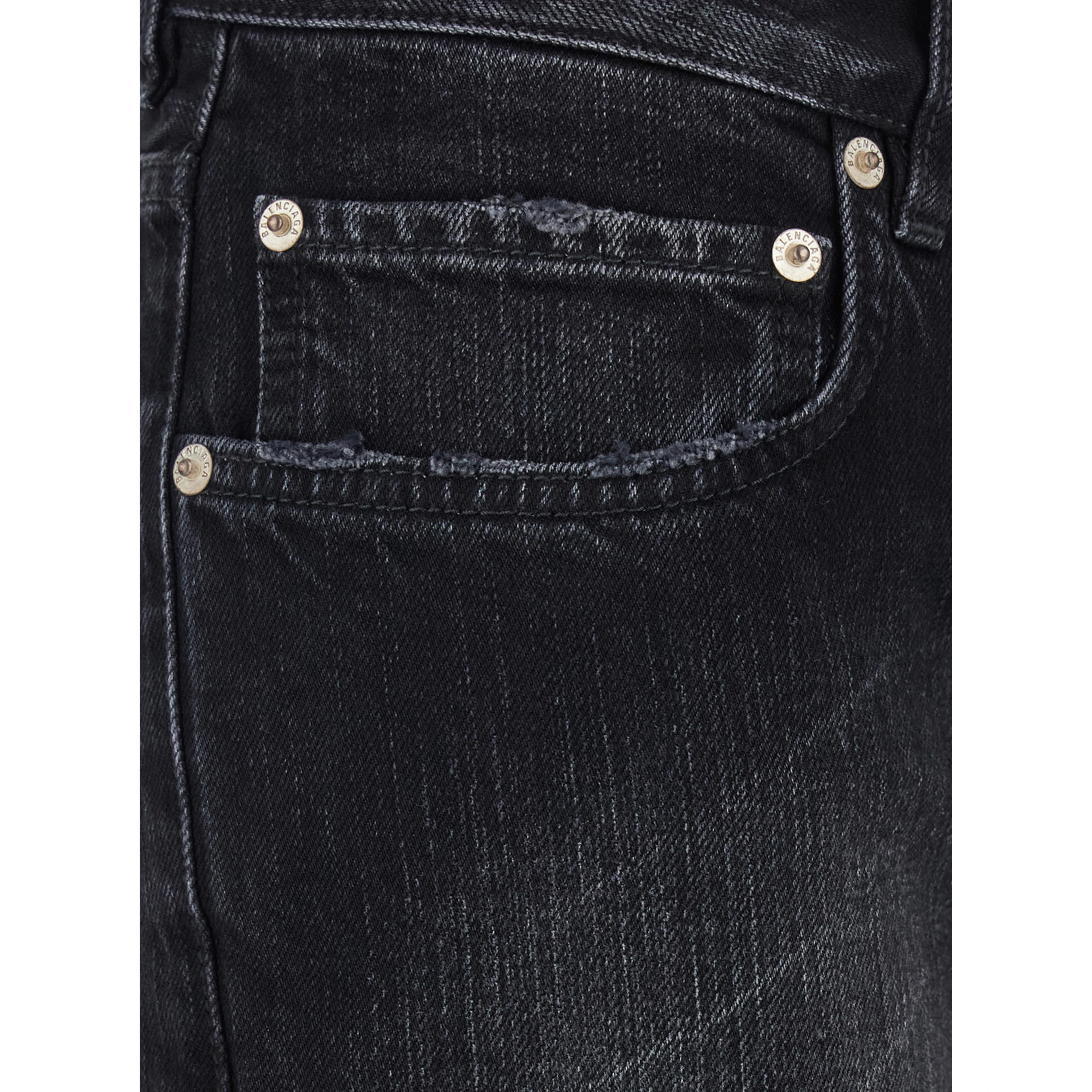 Black Jeans with Faded Effect and Wide Legi n Denim Woman