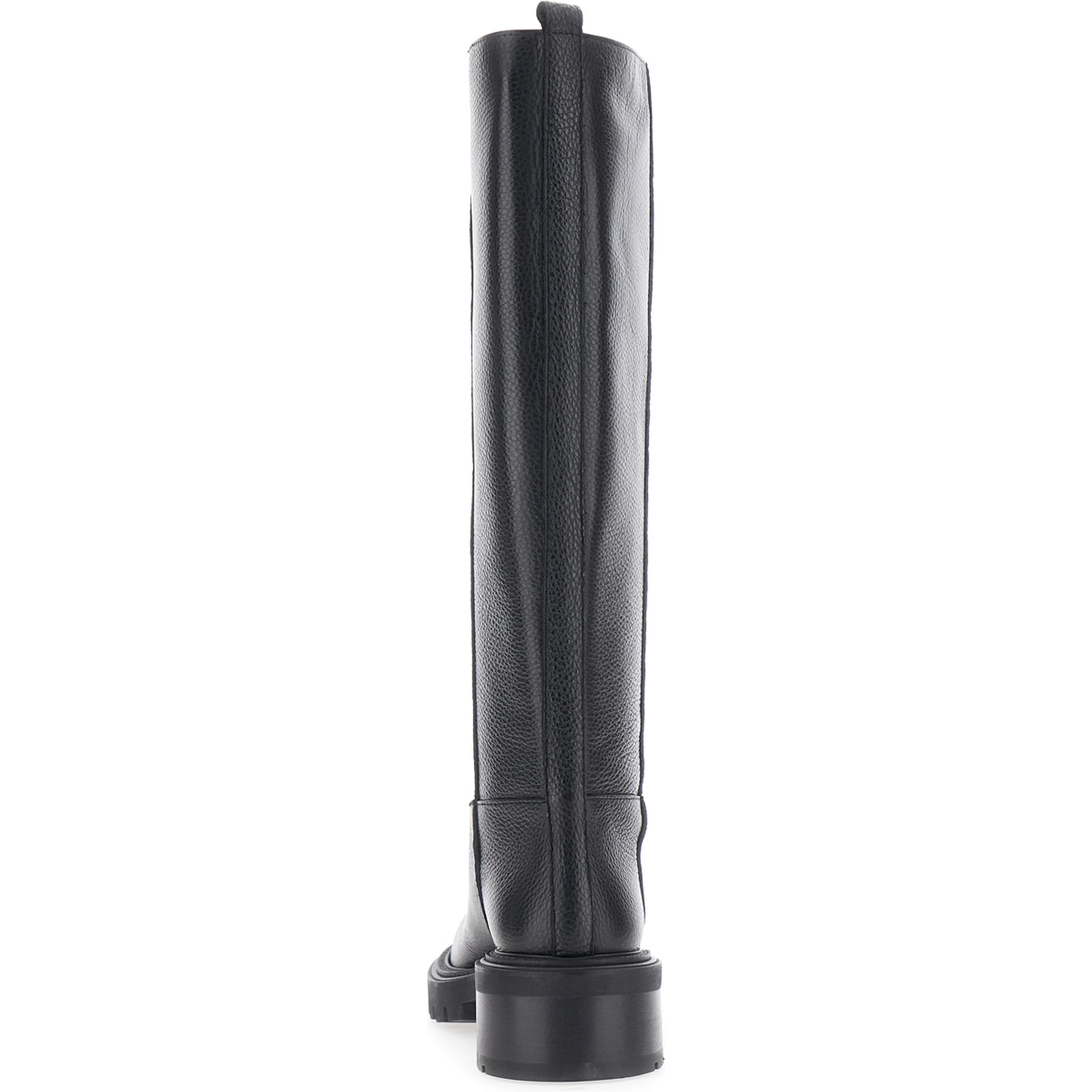 Black Knee-High Slip-On Boots in Grained Leather Woman