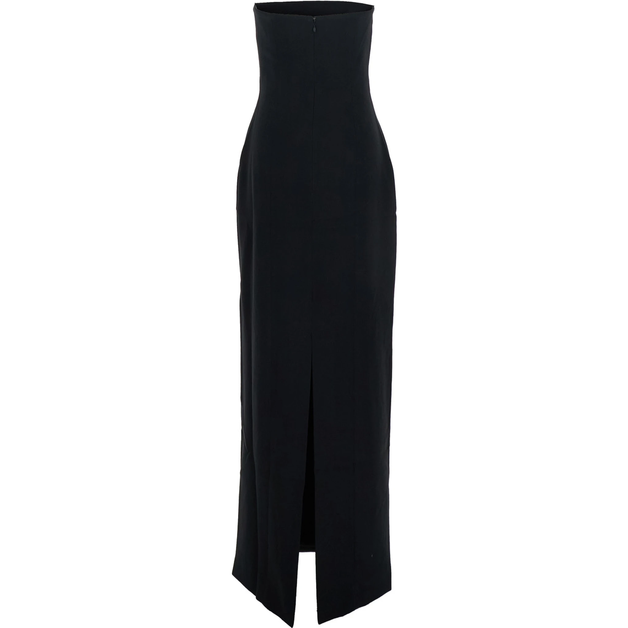 فستان أندرسون الأسود الطويل ذو الكتف المكشوف والفتحة الخلفية من قماش التويل للنساء