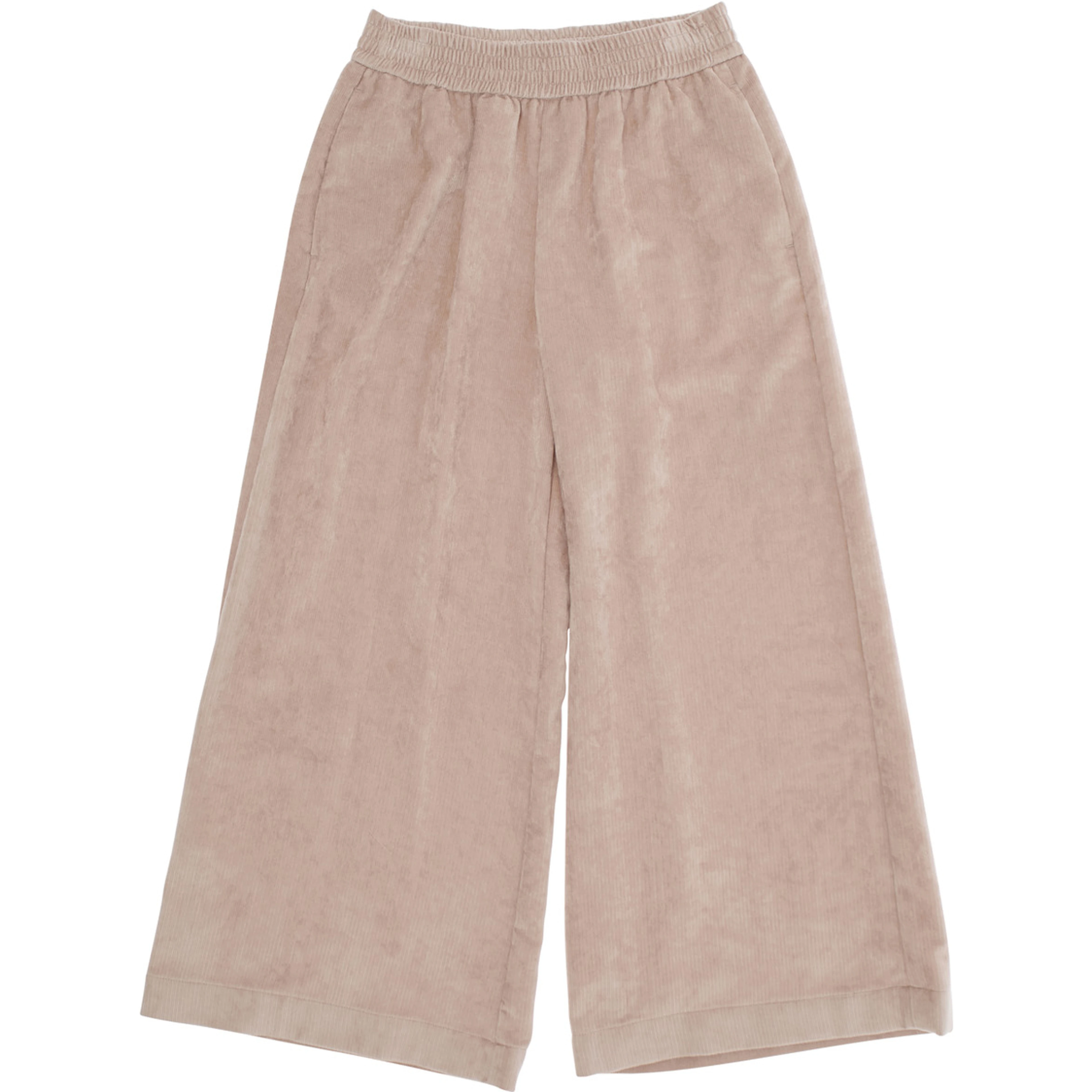 Pink Trousers with Elastic Waist and Applied Logo Patch in Fabric Baby
