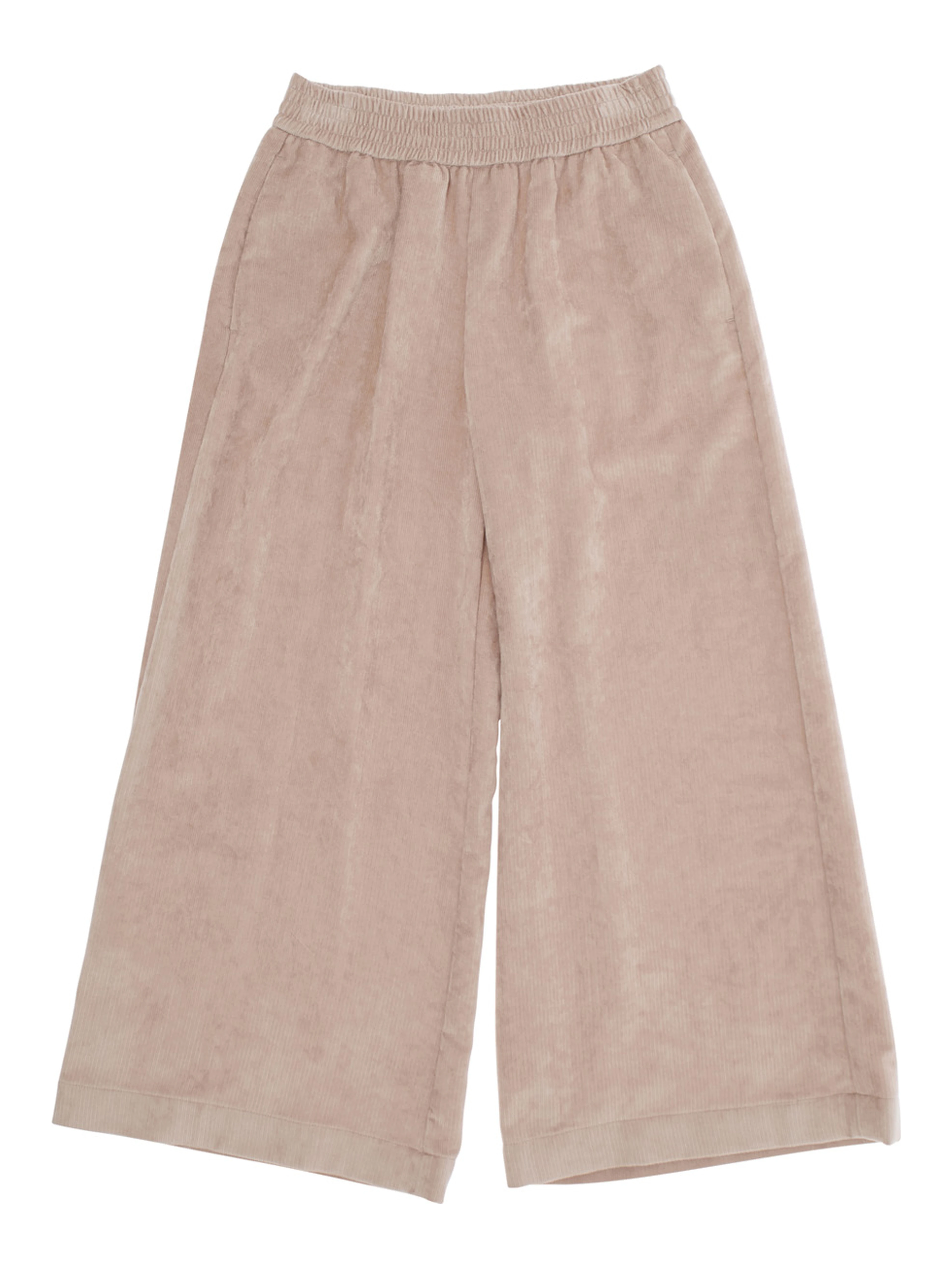 Pink Trousers with Elastic Waist and Applied Logo Patch in Fabric Baby