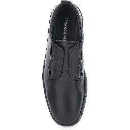 Alfie Black Sneakers with Gancini Detail on the Side and Embossed Logo Lettering on the Side in Leather Man