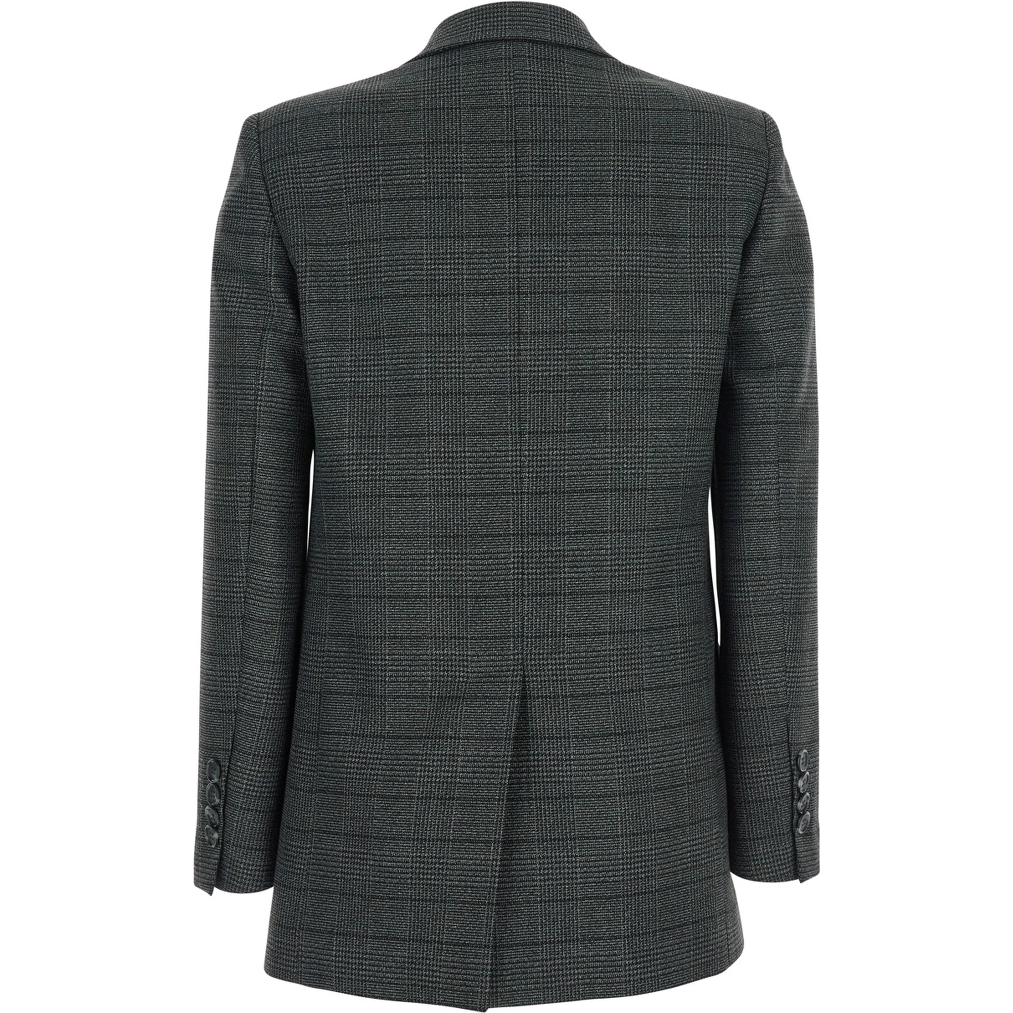 Grey Double-Breasted Jacket with Peak Revers and All-Over Striped Motif in Wool Woman