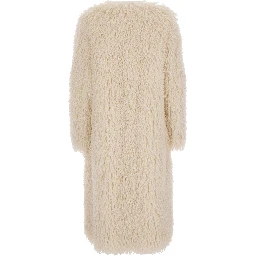 Cleo Beige Coat with Open Front in Faux Fur Woman
