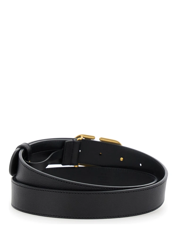 Black Belt with Adjustable VLogo Buckle in Leather Man alternative