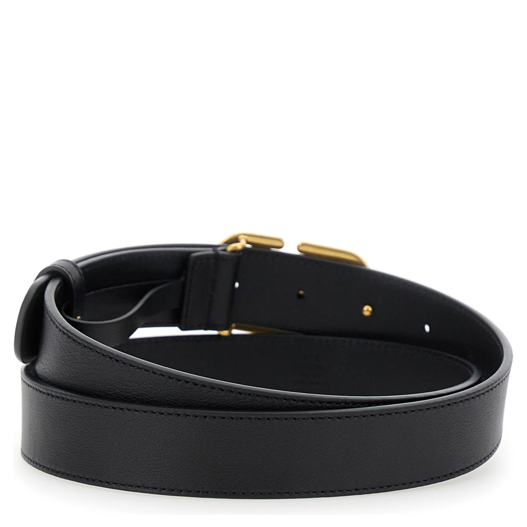 Black Belt with Adjustable VLogo Buckle in Leather Man