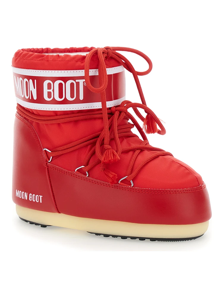 Icon Red Snow Boots with Maxi Logo Print on the Side in Tech Fabric Girl alternative