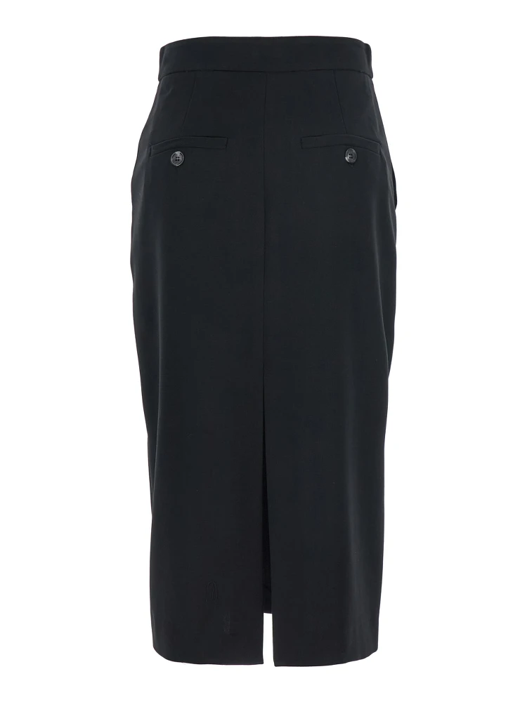 Black Long Skirt with Concealed Front Closure and Front and Rear Single Slit in Fabric Woman alternative