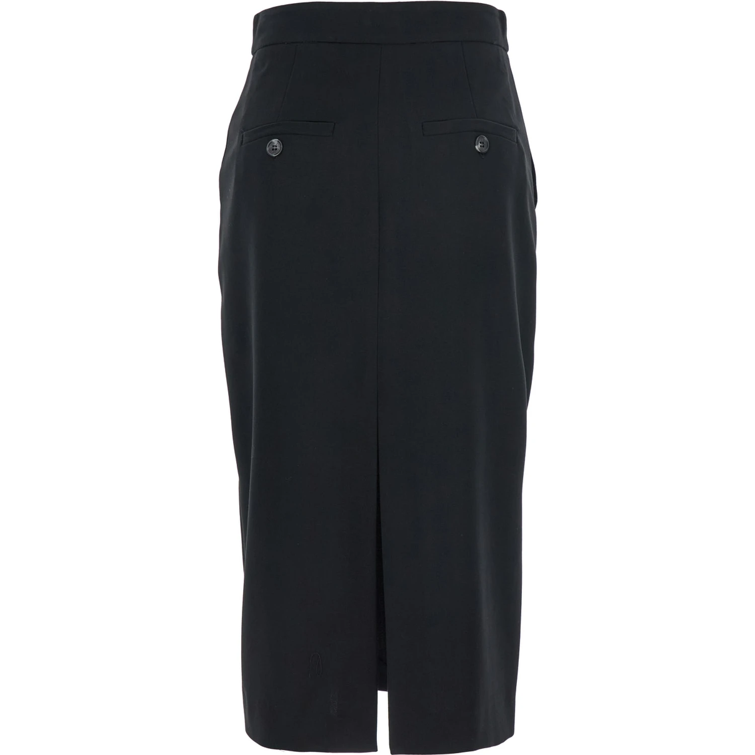 Black Long Skirt with Concealed Front Closure and Front and Rear Single Slit in Fabric Woman