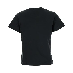 Black Crewneck T-Shirt with Logo on the Front in Cotton Woman