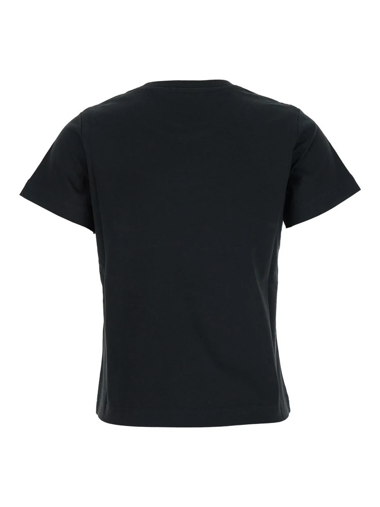 Black Crewneck T-Shirt with Logo on the Front in Cotton Woman alternative