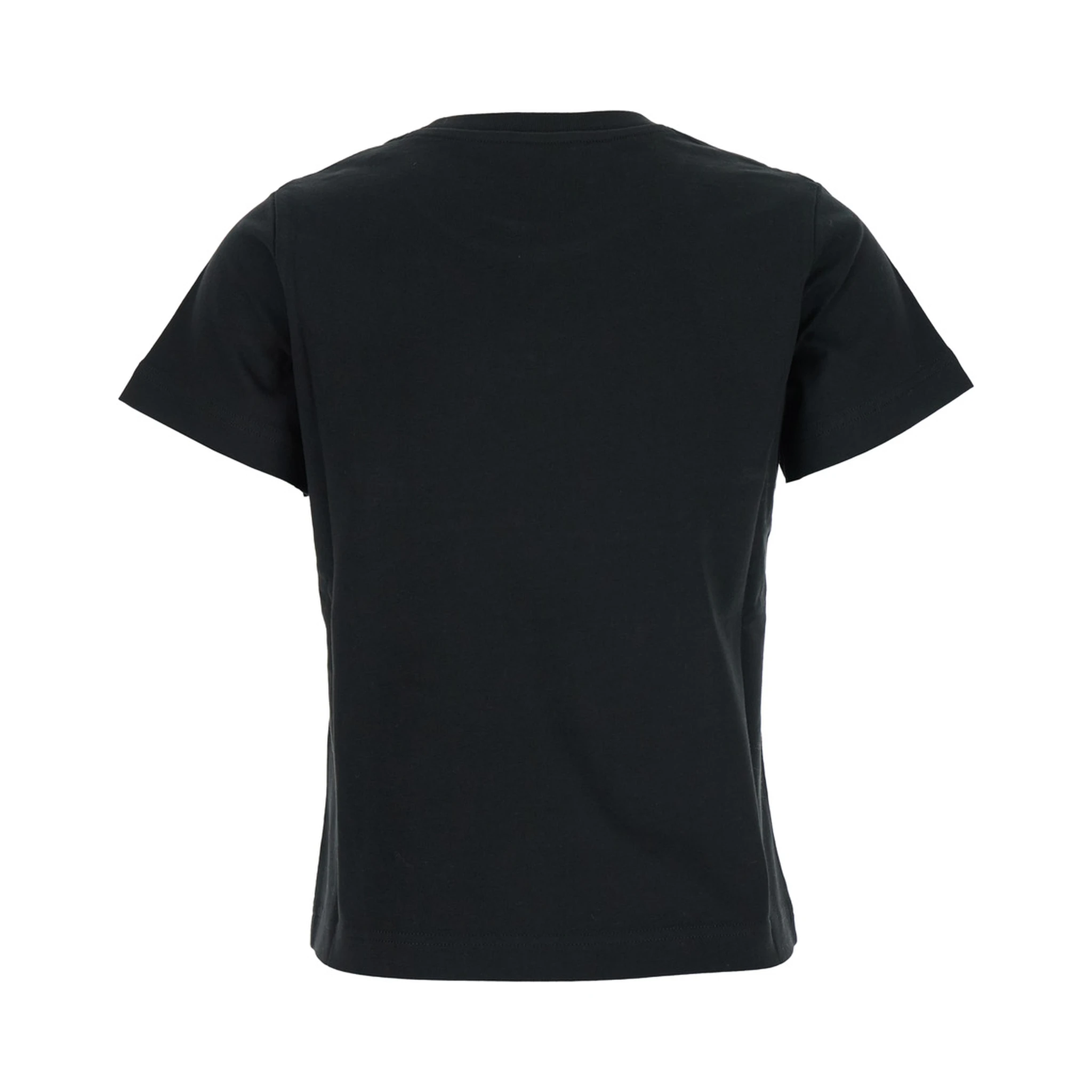 Black Crewneck T-Shirt with Logo on the Front in Cotton Woman