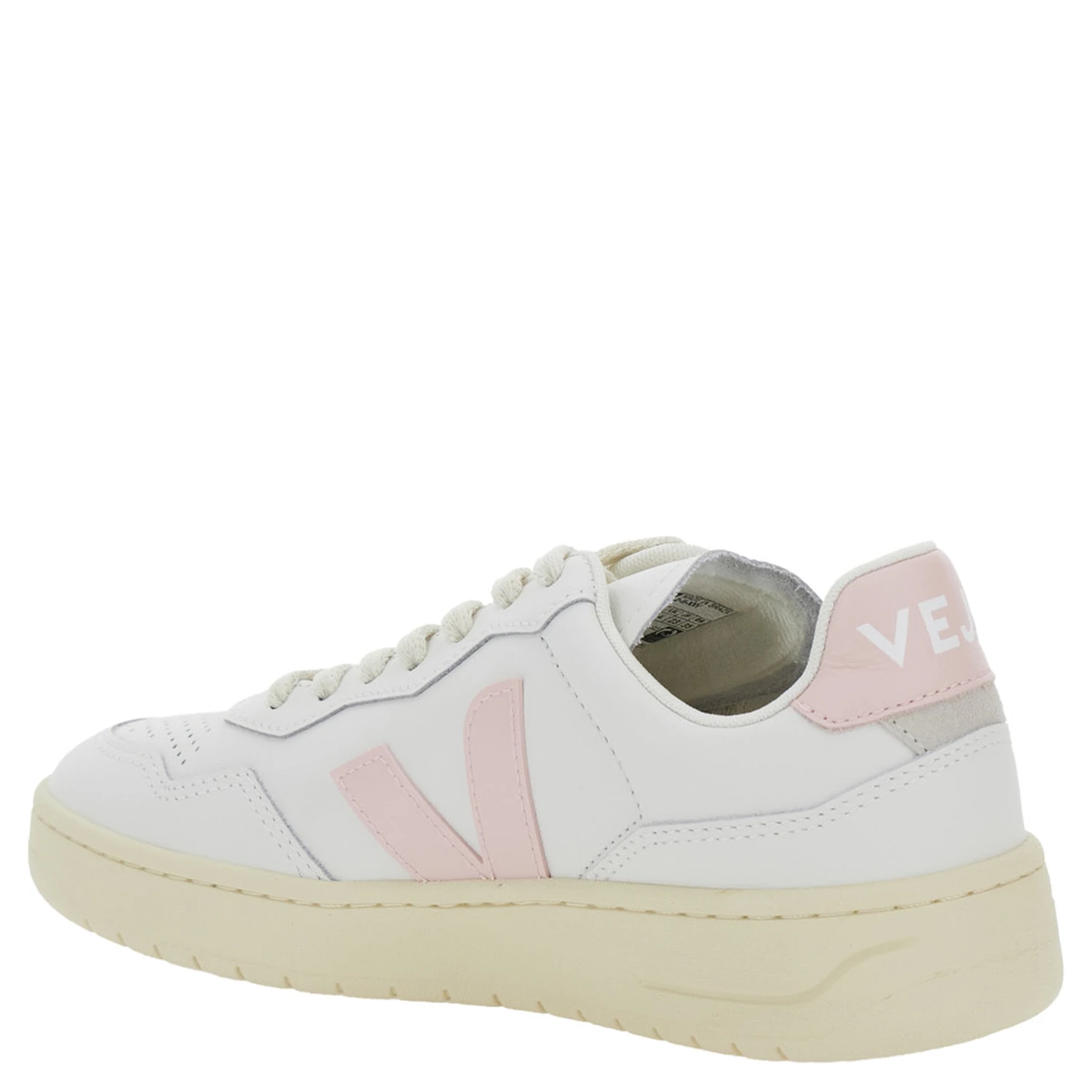 V90 White Sneaker with Side Logo and Perforated Toe in Leather Unisex