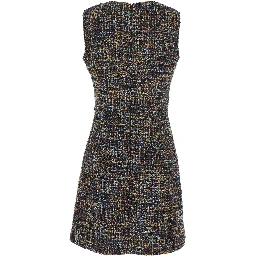 Multicolor Dress with Concealed Back Closure and Patterned Motif in Tweed Woman