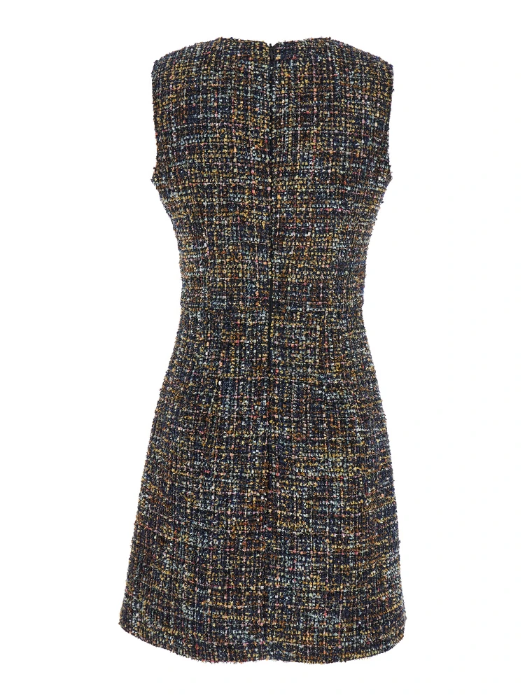 Multicolor Dress with Concealed Back Closure and Patterned Motif in Tweed Woman alternative