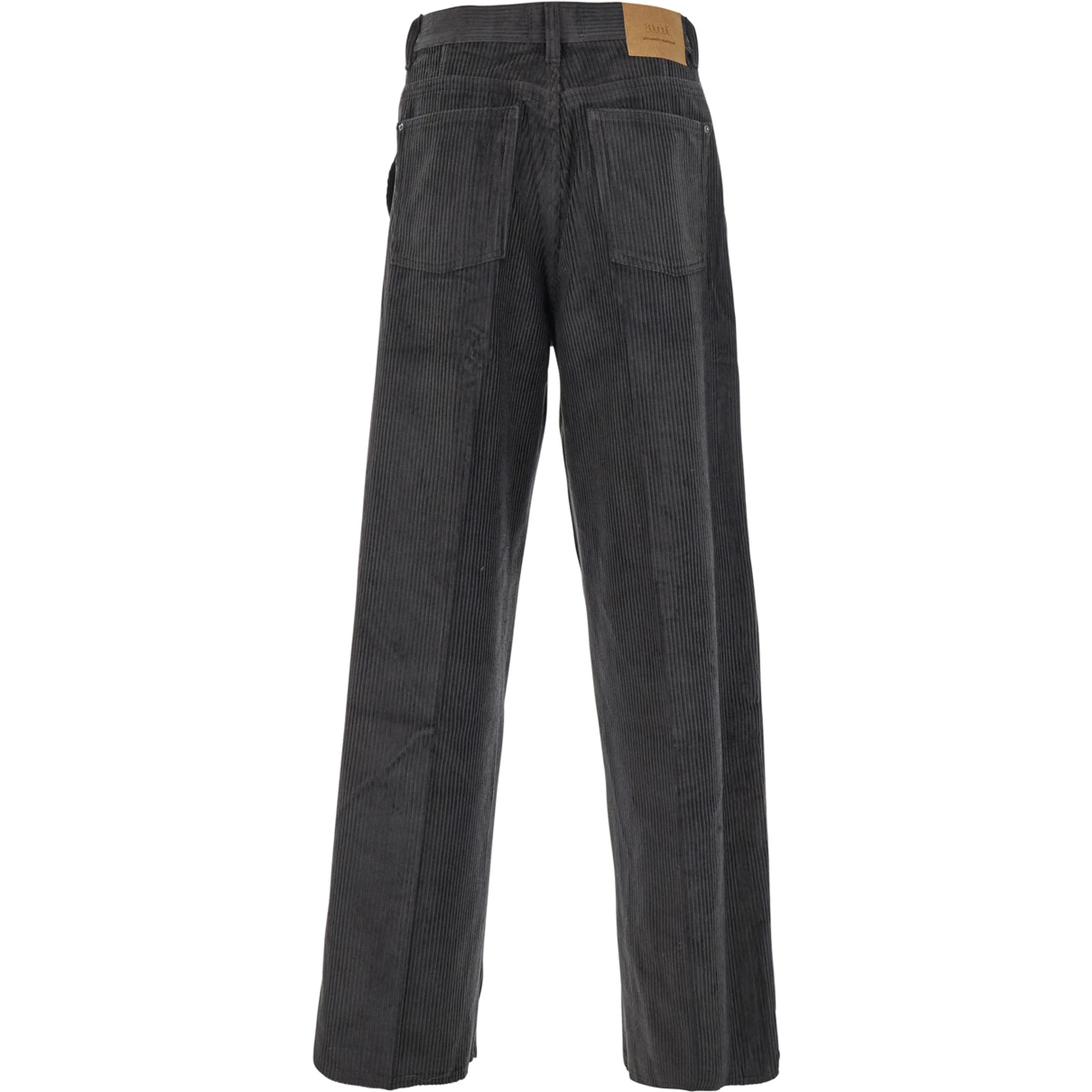 Brown Trousers with Back Logo Patch in Velvet Man