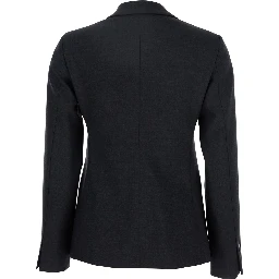 Grey Double-Breasted Jacket with Peak Revers in Fabric Woman