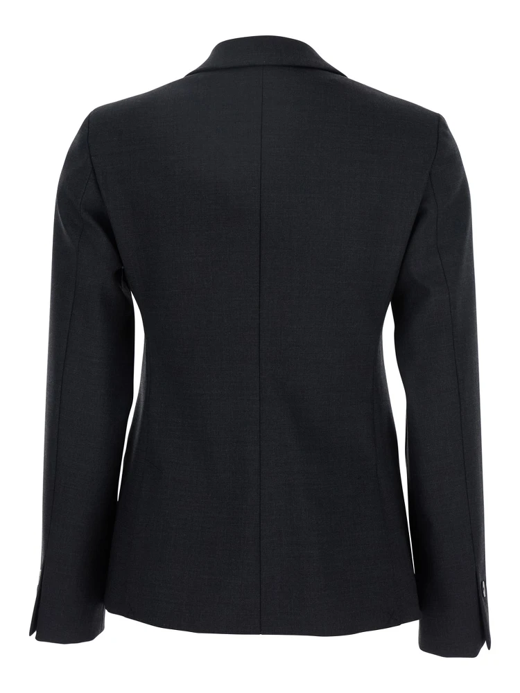 Grey Double-Breasted Jacket with Peak Revers in Fabric Woman alternative