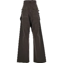 Stefan Brown Wide Leg Cargo Pants with Patch Pockets in Cotton Man