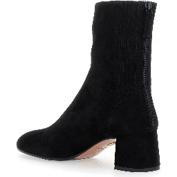 Saint Honore Black Ankle Boots with Low Block Heel and Rear Zip Closure in Suede Woman