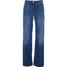 Blue Jeans with Logo Patch on the Rear and Logo Embroidery on the Rear in Denim Woman