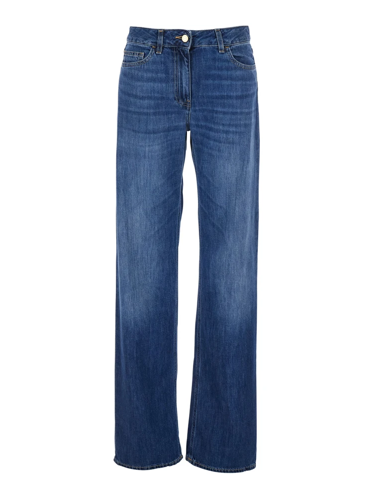 Blue Jeans with Logo Patch on the Rear and Logo Embroidery on the Rear in Denim Woman