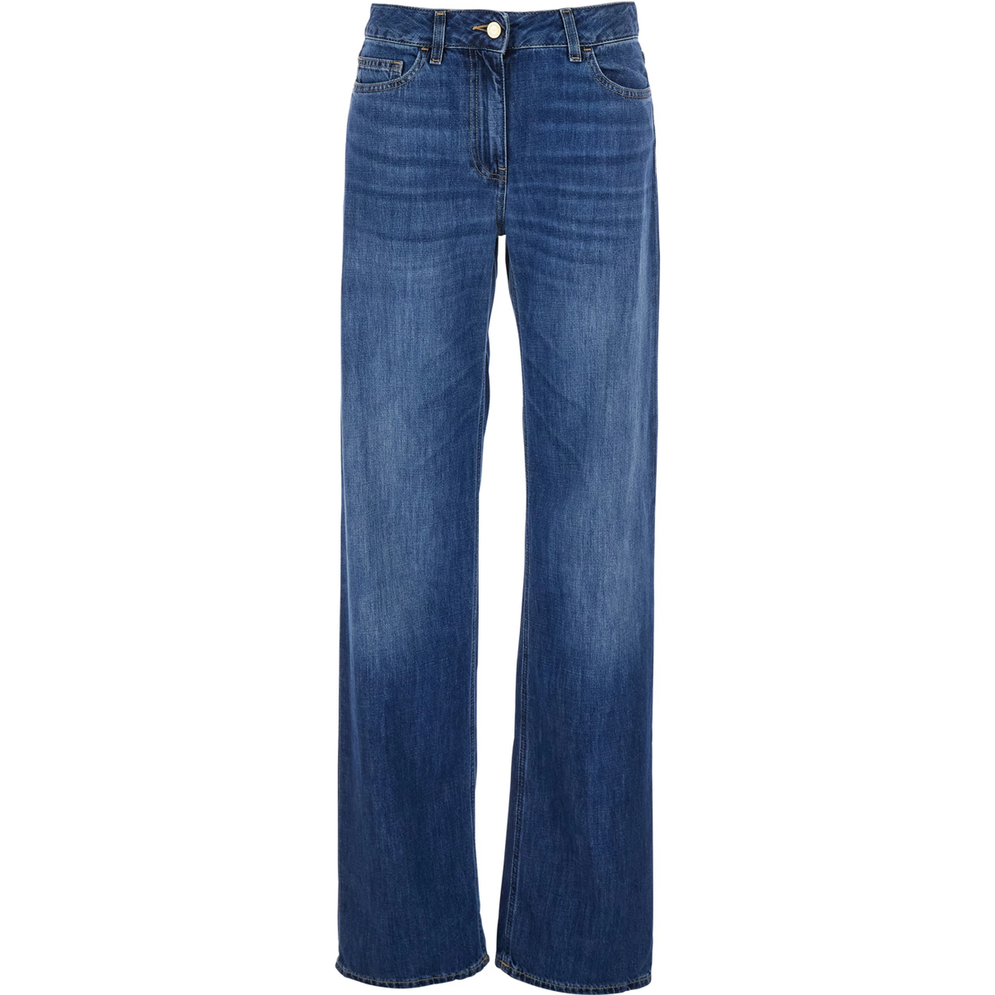 Blue Jeans with Logo Patch on the Rear and Logo Embroidery on the Rear in Denim Woman