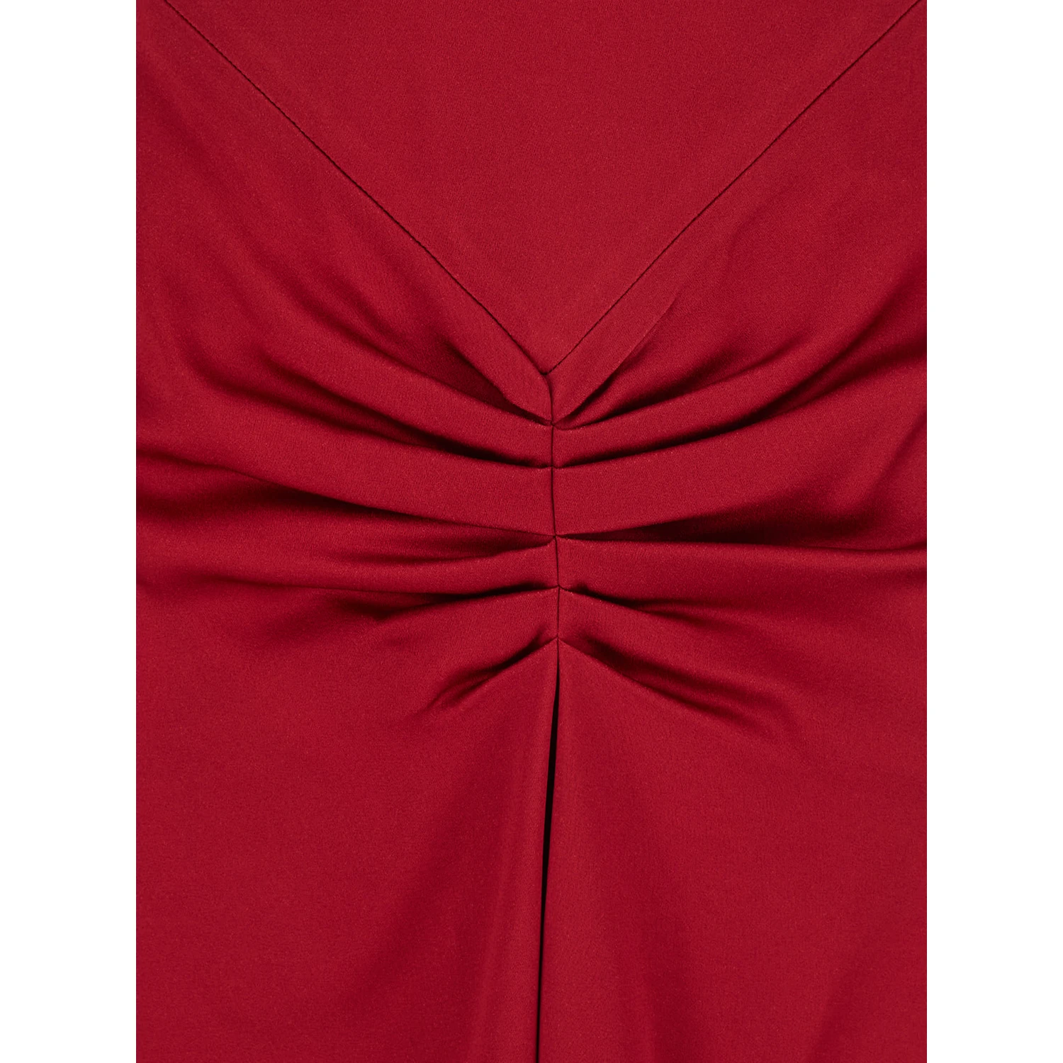 Red Crewneck Midi Dress with Gathered Waist and Rear Zip Closure in Viscose Blend Woman