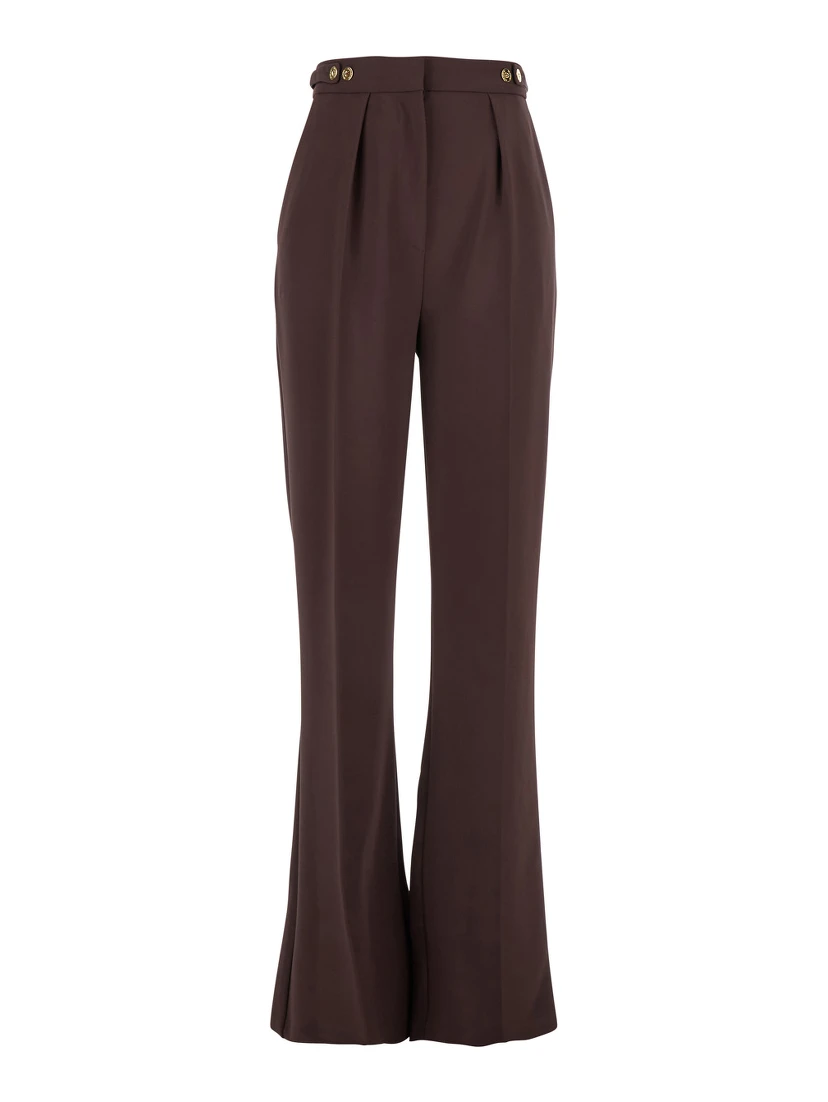 Bordeaux Pants with Jewel Button Embellishments and Pences in Tech Fabric Stretch Woman