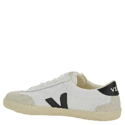 V-10 White Sneakers with Side Logo Application in Leather Unisex