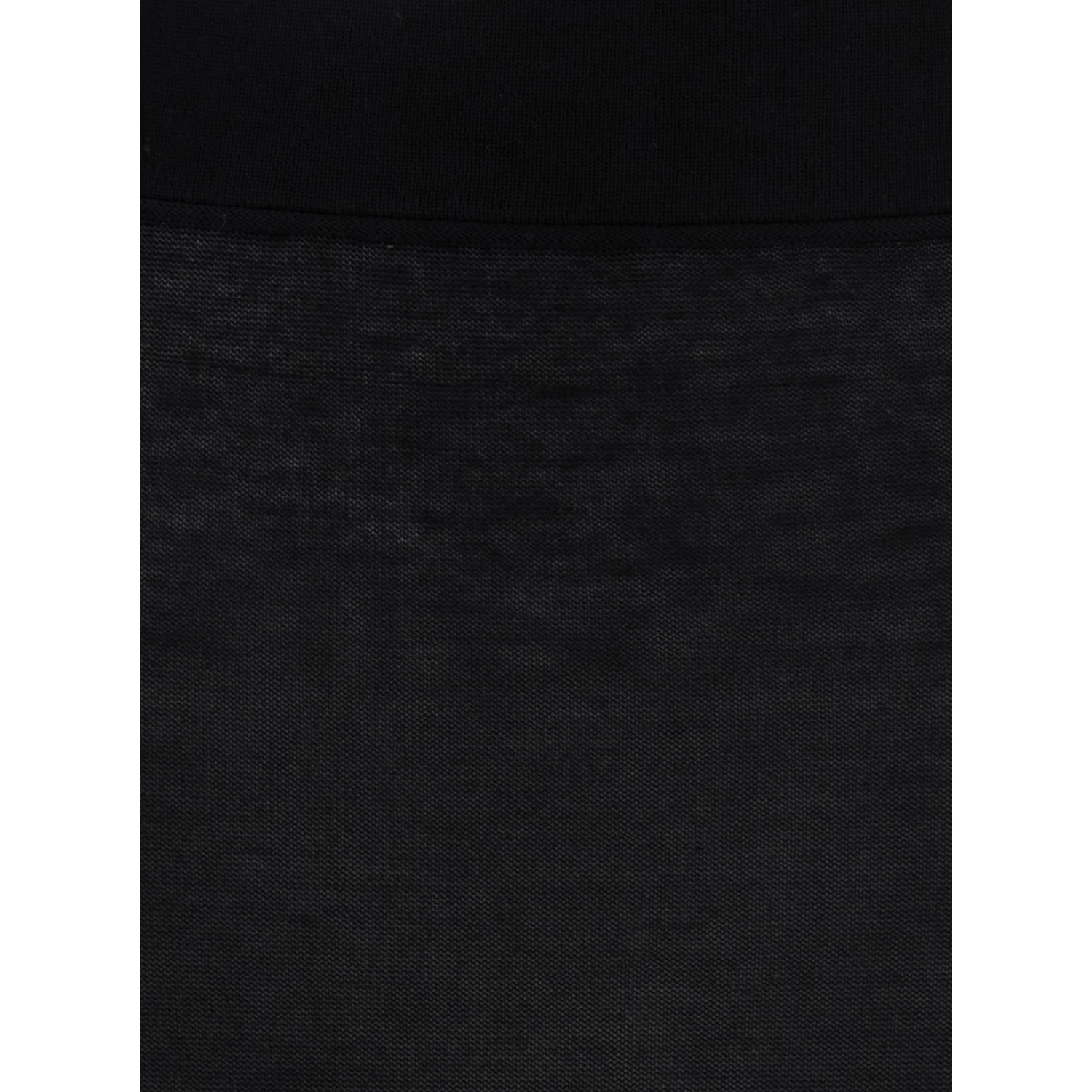 Black Long Skirt with Elastic Waist and Ribbed Hem in Cashmere Blend Woman