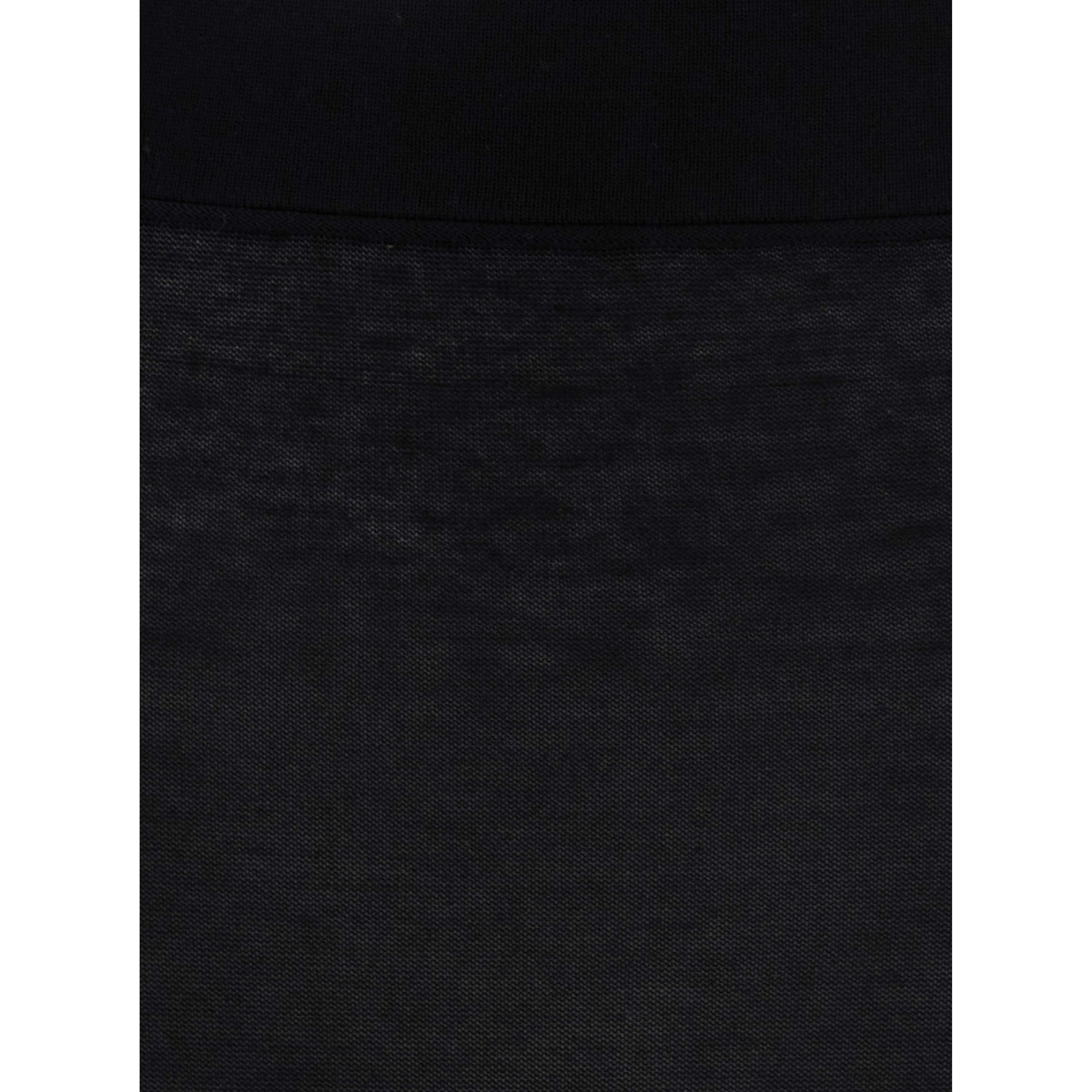 Black Long Skirt with Elastic Waist and Ribbed Hem in Cashmere Blend Woman