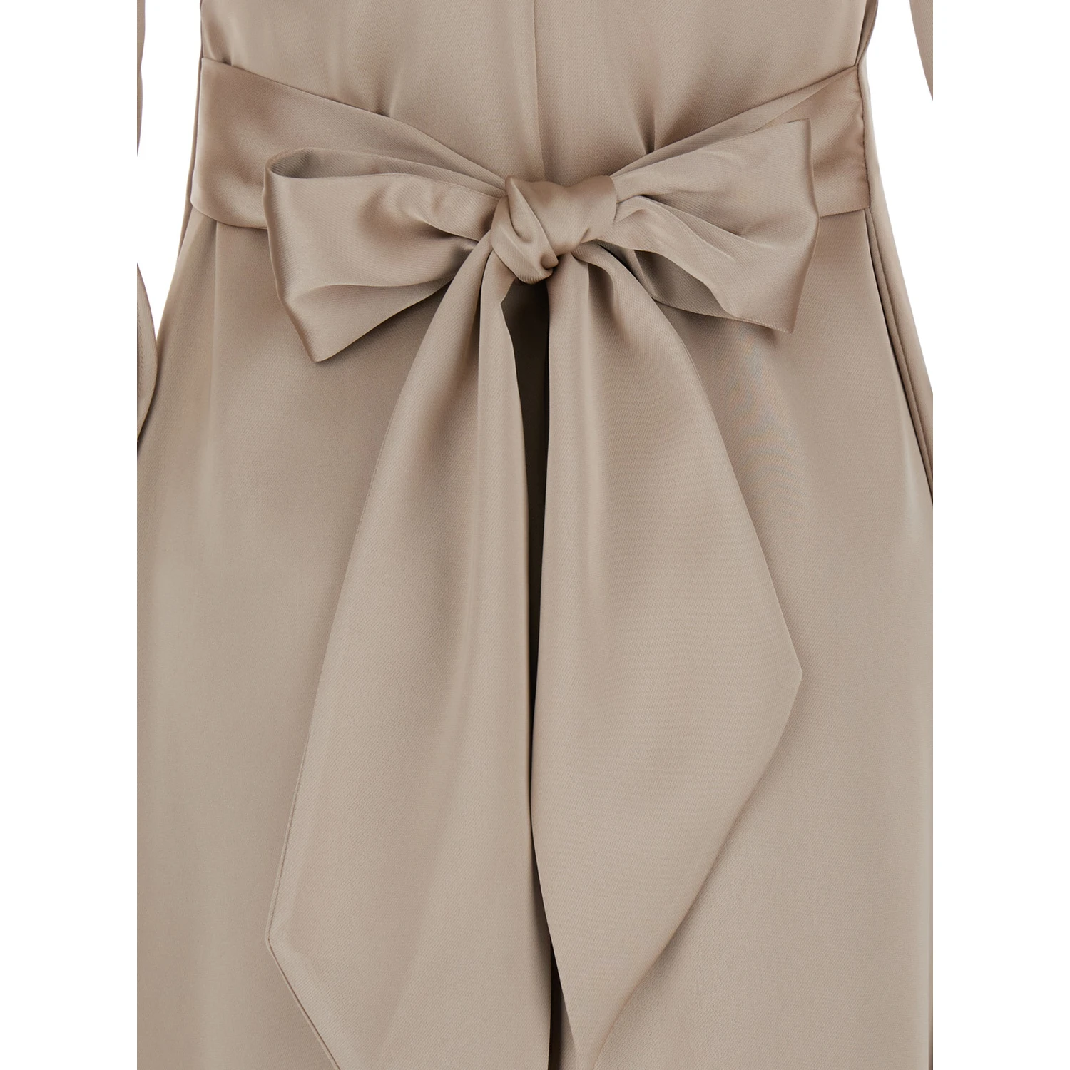 Beige Maxi Dress with Front and Rear V Neck and Maxi Bow on the Rear in Cady Woman