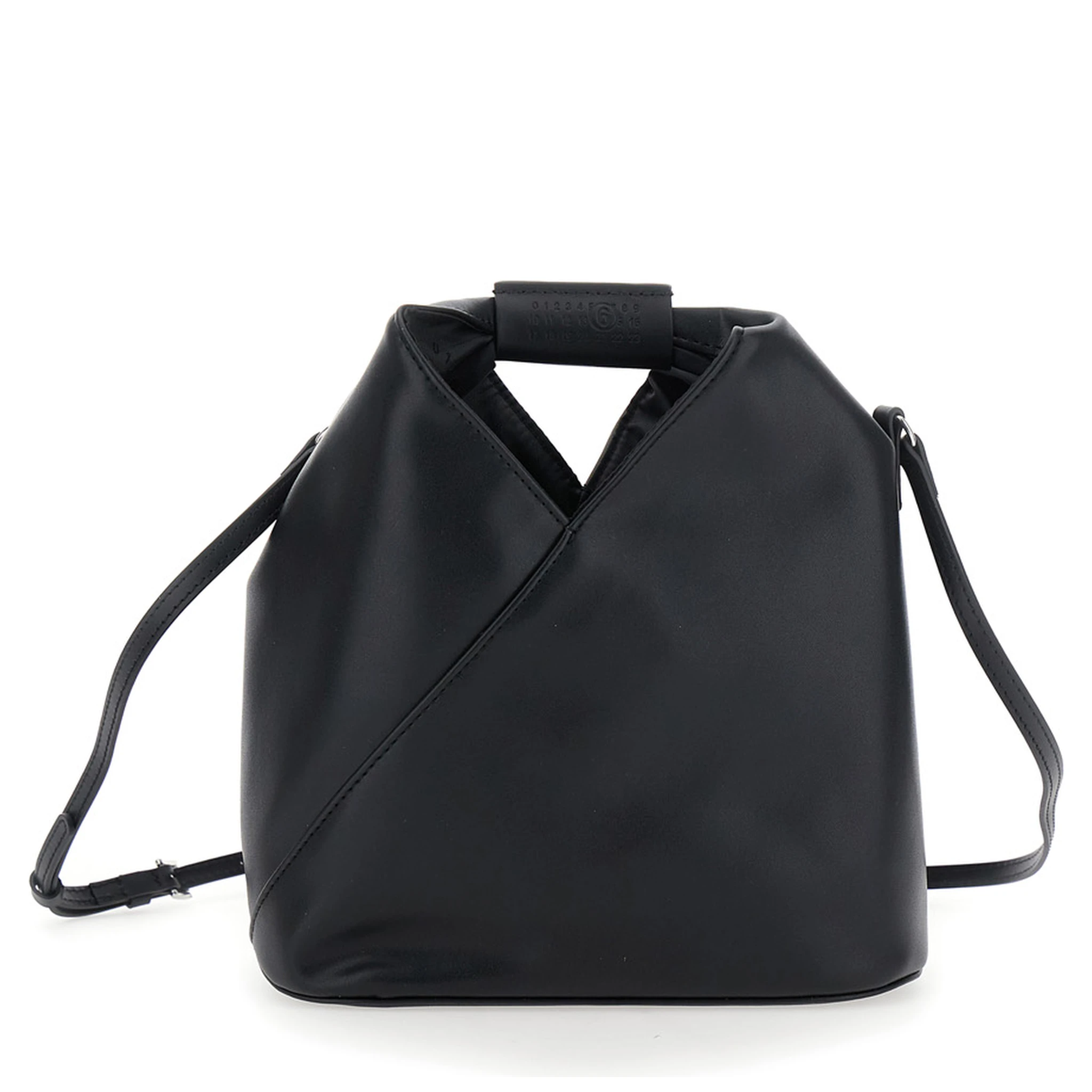 Japanese Black Crossbody Bag with Embossed Numeric Logo on the Handle and Adjustable Shoulder Strap in Ecoleather Girl